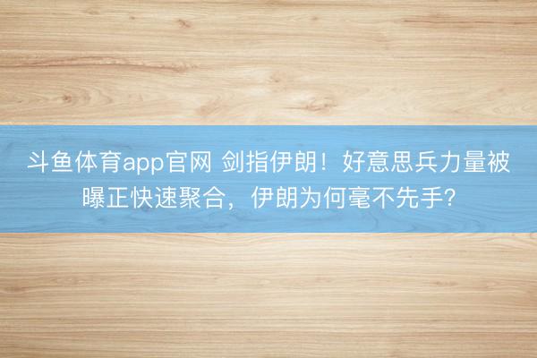 斗鱼体育app官网 剑指伊朗!好意思兵力量被曝正快速聚合,伊朗为何毫不先手?