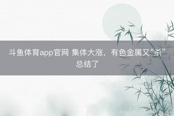 斗鱼体育app官网 集体大涨，有色金属又“杀”总结了