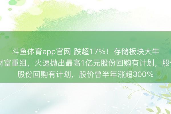 斗鱼体育app官网 跌超17%！存储板块大牛股开普云断绝要紧财富重组，火速抛出最高1亿元股份回购有计划，股价曾半年涨超300%