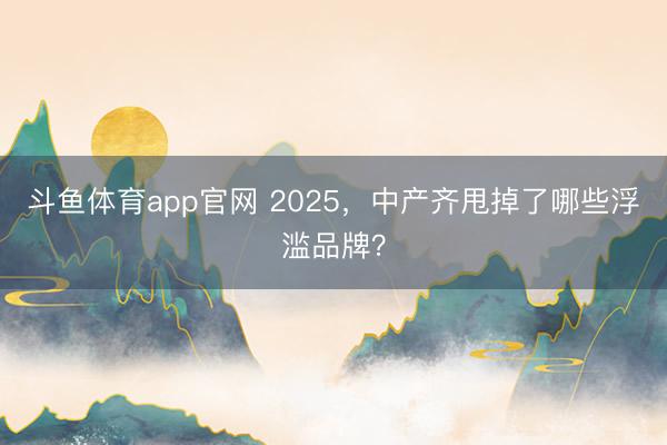 斗鱼体育app官网 2025，中产齐甩掉了哪些浮滥品牌？