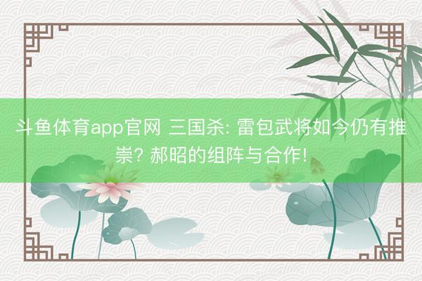 斗鱼体育app官网 三国杀: 雷包武将如今仍有推崇? 郝昭的组阵与合作!