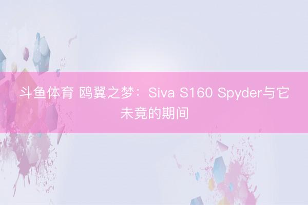 斗鱼体育 鸥翼之梦:Siva S160 Spyder与它未竟的期间