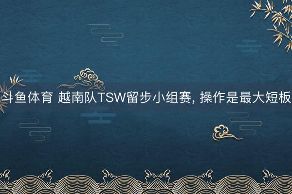 斗鱼体育 越南队TSW留步小组赛， 操作是最大短板