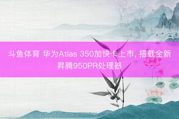 斗鱼体育 华为Atlas 350加快卡上市， 搭载全新昇腾950PR处理器