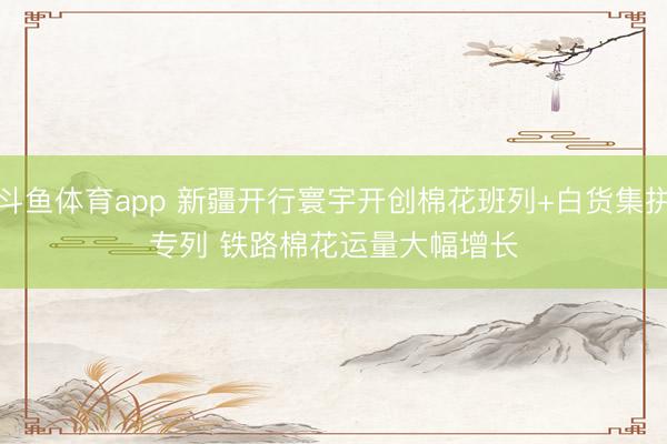 斗鱼体育app 新疆开行寰宇开创棉花班列+白货集拼专列 铁路棉花运量大幅增长