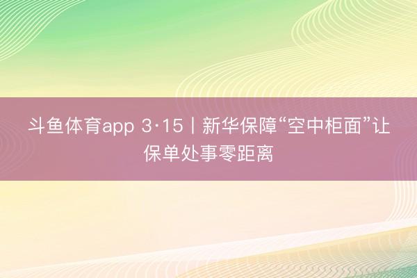 斗鱼体育app 3·15丨新华保障“空中柜面”让保单处事零距离