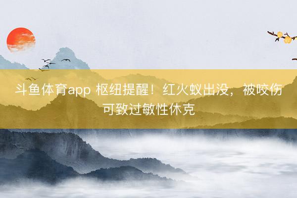 斗鱼体育app 枢纽提醒！红火蚁出没，被咬伤可致过敏性休克