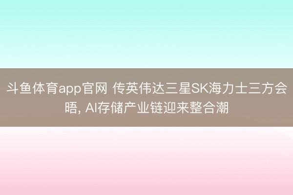 斗鱼体育app官网 传英伟达三星SK海力士三方会晤， AI存储产业链迎来整合潮