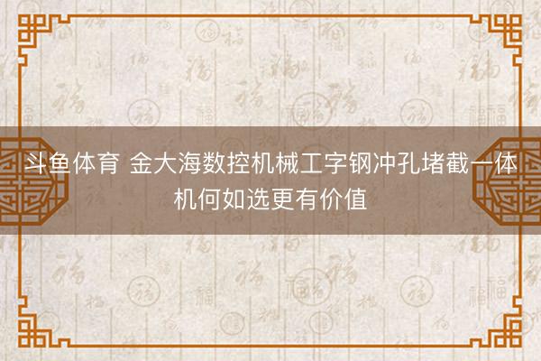 斗鱼体育 金大海数控机械工字钢冲孔堵截一体机何如选更有价值