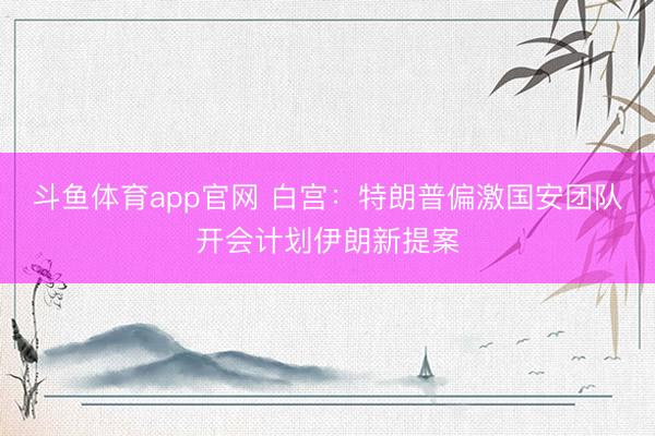 斗鱼体育app官网 白宫：特朗普偏激国安团队开会计划伊朗新提案