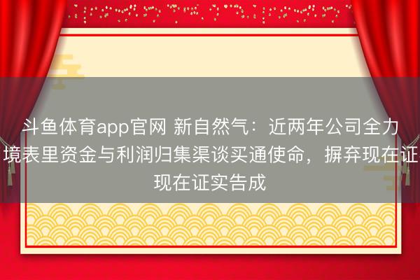 斗鱼体育app官网 新自然气：近两年公司全力激动了境表里资金与利润归集渠谈买通使命，摒弃现在证实告成