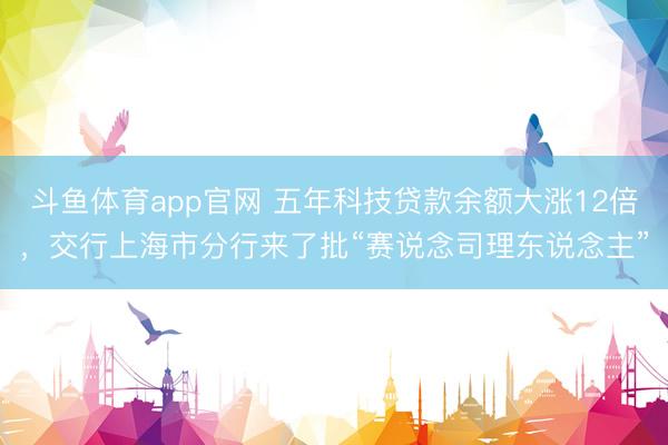 斗鱼体育app官网 五年科技贷款余额大涨12倍，交行上海市分行来了批“赛说念司理东说念主”