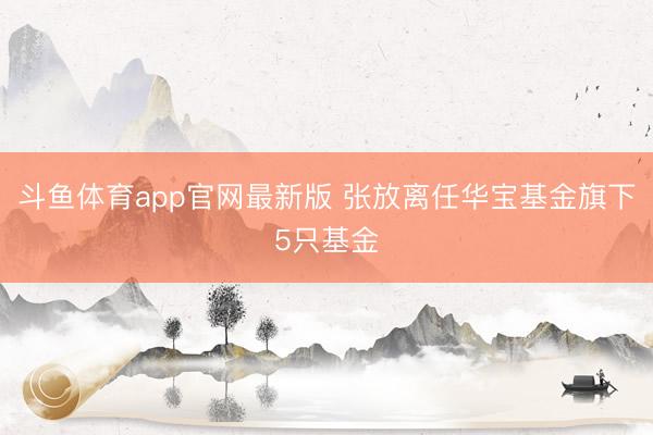 斗鱼体育app官网最新版 张放离任华宝基金旗下5只基金
