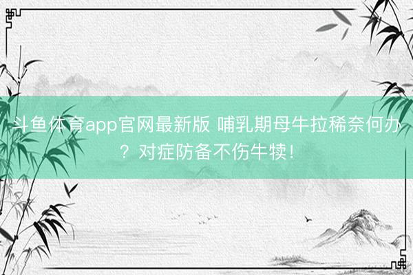 斗鱼体育app官网最新版 哺乳期母牛拉稀奈何办?对症防备不伤牛犊!